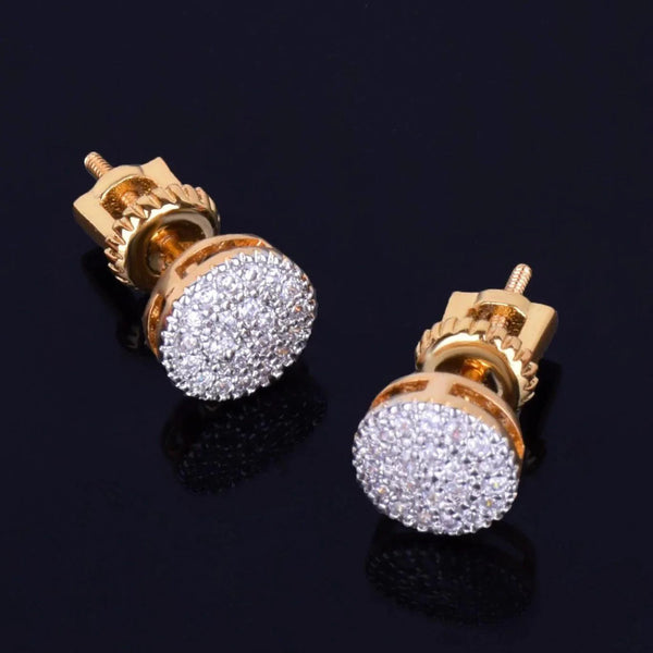 8MM Golden Mini Rounded Stud Earring Charm Jewelry Cubic Zircon