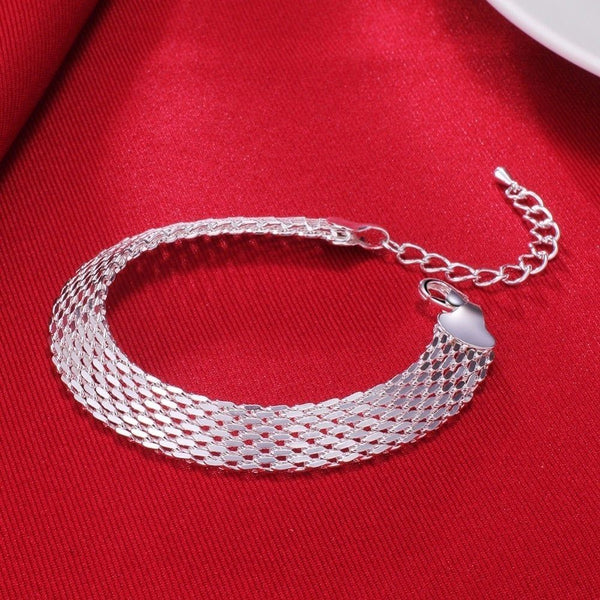 925 Sterling Silver Bracelets Charm Jewelry Cuff Simple