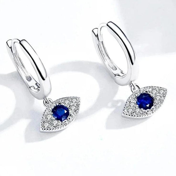925 Sterling Silver  Earrings Charm Jewelry Blue Eye BSE274