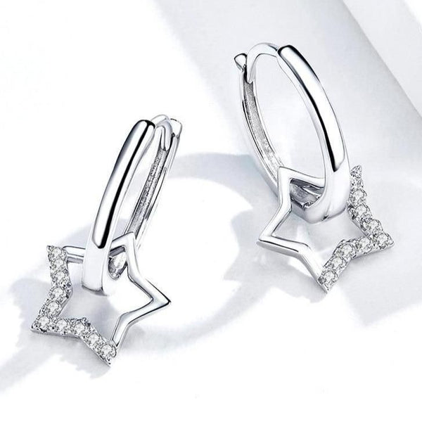 925 Sterling Silver  Earrings Charm Jewelry Clear Star