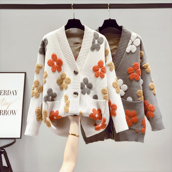 Cárdigan de punto de nuevo estilo de otoño e invierno para mujer en abrigo de suéter dulce 328