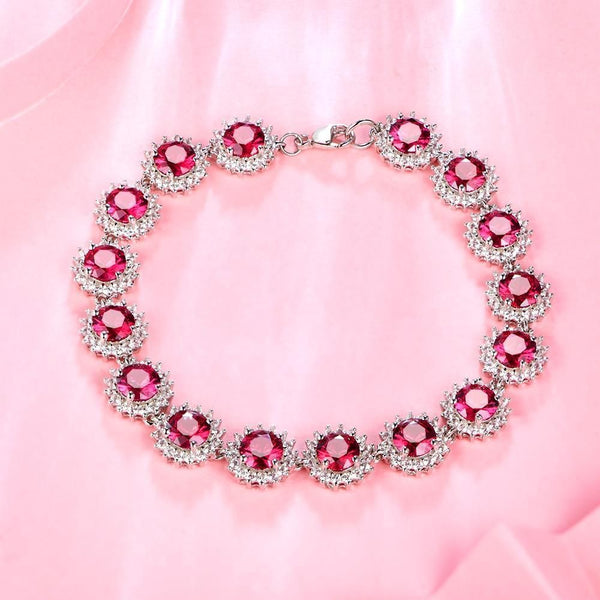 Bracelet Charm Jewelry  Trendy 925 Silver Bangles Ruby Gemstone Diamond Bracelets