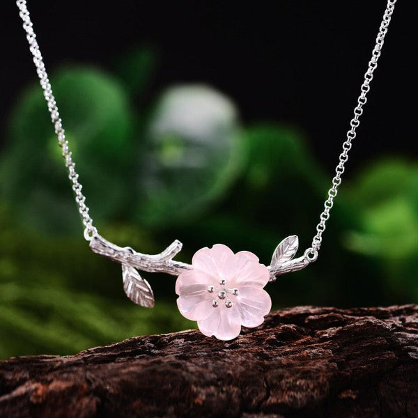 Flower in the Rain Necklace - 925 Sterling Silver Charm Jewelry