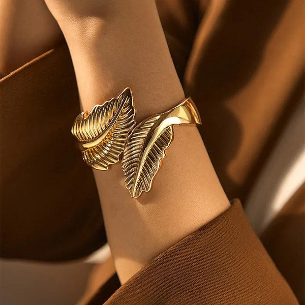 Bracelet Charm Jewelry - Leaf-Shaped Bangle