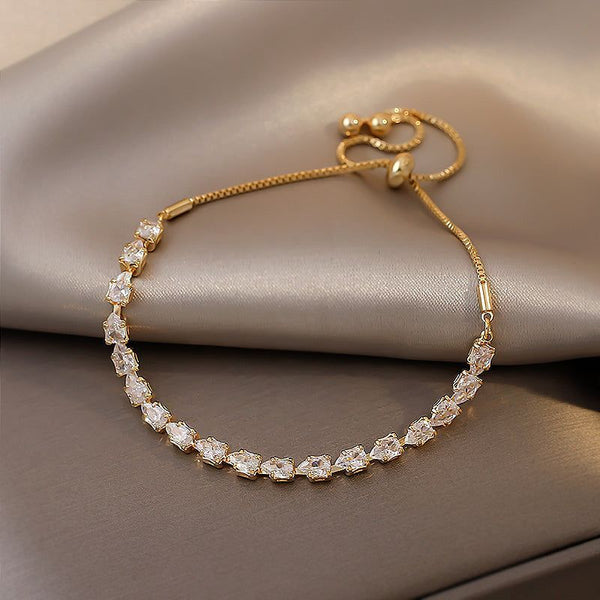Zircon Gold Pull Adjustable Bracelet Charm Jewelry Simple Korean Style